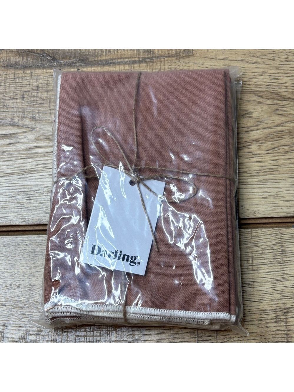 Darling Society Set of 4 Cotton Napkins-Rustic Brown-NWT